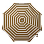 Horizontal Stripes - White and Golden Brown Hook Handle Umbrella (Small)