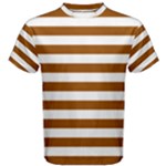 Horizontal Stripes - White and Brown Men s Cotton Tee