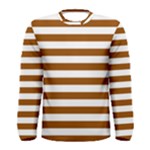 Horizontal Stripes - White and Brown Men s Long Sleeve T-shirt