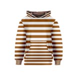 Horizontal Stripes - White and Brown Kid s Pullover Hoodie