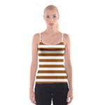 Horizontal Stripes - White and Brown Spaghetti Strap Top