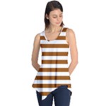 Horizontal Stripes - White and Brown Sleeveless Tunic