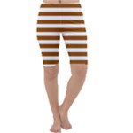 Horizontal Stripes - White and Brown Cropped Leggings