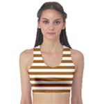 Horizontal Stripes - White and Brown Women s Sports Bra