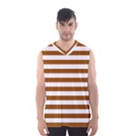 Horizontal Stripes - White and Brown Men s Basketball Tank Top