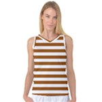 Horizontal Stripes - White and Brown Women s Basketball Tank Top