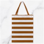 Horizontal Stripes - White and Brown Classic Tote Bag
