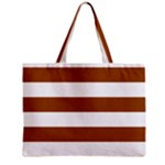 Horizontal Stripes - White and Brown Zipper Mini Tote Bag