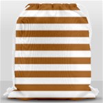 Horizontal Stripes - White and Brown Drawstring Bag (Large)