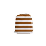 Horizontal Stripes - White and Brown Drawstring Pouch (XS)