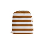 Horizontal Stripes - White and Brown Drawstring Pouch (M)