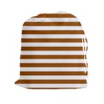 Horizontal Stripes - White and Brown Drawstring Pouch (XXl)