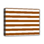 Horizontal Stripes - White and Brown Deluxe Canvas 16  x 12  (Stretched)