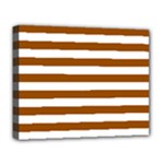 Horizontal Stripes - White and Brown Deluxe Canvas 20  x 16  (Stretched)