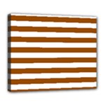 Horizontal Stripes - White and Brown Deluxe Canvas 24  x 20  (Stretched)