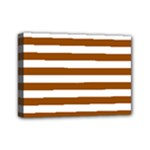 Horizontal Stripes - White and Brown Mini Canvas 7  x 5  (Stretched)