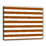 Horizontal Stripes - White and Brown Canvas 20  x 16  (Stretched)