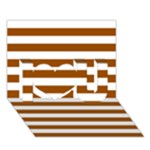 Horizontal Stripes - White and Brown I Love You 3D Greeting Card (7x5)