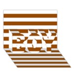 Horizontal Stripes - White and Brown BOY 3D Greeting Card (7x5)