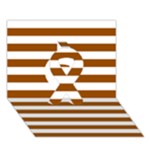 Horizontal Stripes - White and Brown Ribbon 3D Greeting Card (7x5)