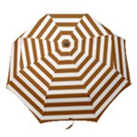 Horizontal Stripes - White and Brown Folding Umbrella
