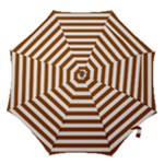 Horizontal Stripes - White and Brown Hook Handle Umbrella (Large)