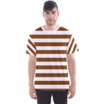 Horizontal Stripes - White and Chocolate Brown Men s Sport Mesh Tee