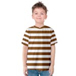 Horizontal Stripes - White and Chocolate Brown Kid s Cotton Tee