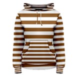 Horizontal Stripes - White and Chocolate Brown Women s Pullover Hoodie