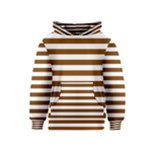 Horizontal Stripes - White and Chocolate Brown Kid s Pullover Hoodie