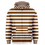 Horizontal Stripes - White and Chocolate Brown Men s Zipper Hoodie