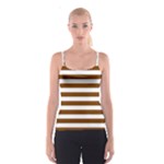 Horizontal Stripes - White and Chocolate Brown Spaghetti Strap Top