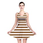 Horizontal Stripes - White and Chocolate Brown Reversible Skater Dress