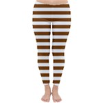 Horizontal Stripes - White and Chocolate Brown Winter Leggings