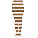 Horizontal Stripes - White and Chocolate Brown Women s Tights