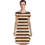 Horizontal Stripes - White and Chocolate Brown Cap Sleeve Nightdress