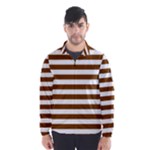 Horizontal Stripes - White and Chocolate Brown Wind Breaker (Men)