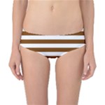 Horizontal Stripes - White and Chocolate Brown Classic Bikini Bottoms