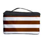 Horizontal Stripes - White and Chocolate Brown Cosmetic Storage Case