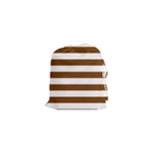 Horizontal Stripes - White and Chocolate Brown Drawstring Pouch (XS)
