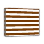 Horizontal Stripes - White and Chocolate Brown Deluxe Canvas 14  x 11  (Stretched)