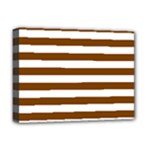 Horizontal Stripes - White and Chocolate Brown Deluxe Canvas 16  x 12  (Stretched)