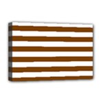 Horizontal Stripes - White and Chocolate Brown Deluxe Canvas 18  x 12  (Stretched)