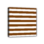 Horizontal Stripes - White and Chocolate Brown Mini Canvas 4  x 4  (Stretched)