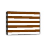 Horizontal Stripes - White and Chocolate Brown Mini Canvas 6  x 4  (Stretched)