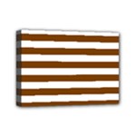 Horizontal Stripes - White and Chocolate Brown Mini Canvas 7  x 5  (Stretched)