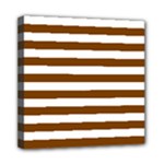 Horizontal Stripes - White and Chocolate Brown Mini Canvas 8  x 8  (Stretched)