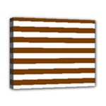 Horizontal Stripes - White and Chocolate Brown Canvas 10  x 8  (Stretched)