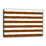 Horizontal Stripes - White and Chocolate Brown Canvas 18  x 12  (Stretched)