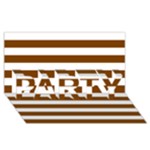 Horizontal Stripes - White and Chocolate Brown PARTY 3D Greeting Card (8x4)